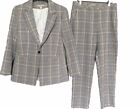 H&M Women's 2pc Suit Set Size 8  Blazer Jacket Slim Pants Size 6 Plaid  Stretch