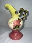 Vintage Hull Pottery Pitcher Vase W6 Woodland Ewer 1950's Pink Green Twig Handle