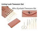 Living Lush Professional Gold Eyelash Extension Tweezers Set of 6 ( Gold Plated