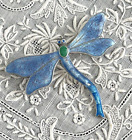 Antique Art Deco Guilloche Enamel Sterling Dragonfly Brooch Charles Dalgleish CD