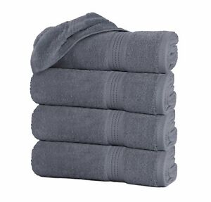 Luxury Bath Towels - Cotton Hotel Spa 27x54 4-Pack  Super Absorbent 600GSM