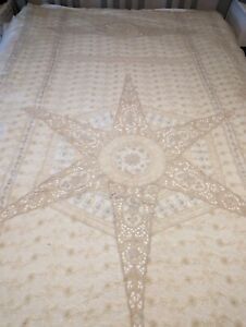 Exquisite Victorian French Normandy Lace coverlet bedspread 1890-1900 72 X 98