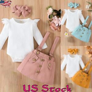 Newborn Baby Girl Casual Ruffle Lace Romper Tops Skirt Dress Outfit Set Clothes
