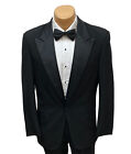 Men's Lord West Black Tuxedo Jacket One Button with Satin Peak Lapels 100% Wool