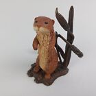 Bowbrook Studios UK Otter Figurine In Cattails Vintage River Sea Bronze Resin