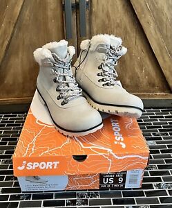 Womens Size 9M JSport Bluestone All Terra Boot Stone White Winter Warm Cute New