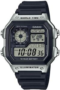 Casio AE1200WH-1CV, World Time Watch, Chronograph, 5 Alarms, 10 Year Battery