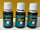 Three Bottles of Used Young Living 15 ml Peppermint Essential Oils - See Desc