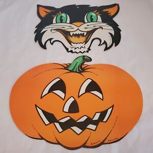 New ListingVintage Lot 2 Cat Pumpkin Cutout Halloween Die Cut Paper BEISTLE JACK O LANTERN