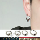 Stainless Steel Circle Beads Huggie Hinged Hoop Earrings for Men Women