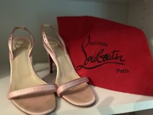 Pink Christian Louboutin Strappy Heels *Barbie* Satin Stressed Pumps