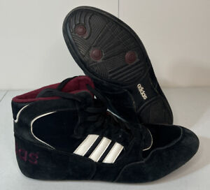 Adidas Rare VTG 90s 95' CLUB MONDIAL Wrestling Shoes men’s size 12 Black Maroon