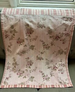 Vintage Pink Floral Roses Striped Drapery Panels (2) Approx 30”X 35.5”