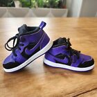 Nike Air Jordan 1 Mid Boys Girls Toddler Size 7C Purple Black Shoes Sneakers