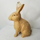 Vtg Paper Mache Pulp Rabbit Bunny Easter Drake Process Tan Glass Eyes 1950s