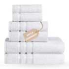 White Towel Set of 6, 630 GSM Bath Towels, 100% Turkish Cotton Soft & Absorbent!