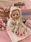Antique, German Miniature Bisque Baby Doll With Cradle, Horse And Accessories