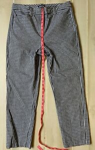 LANDS' END GINGHAM CHECK MID RISE SLIM LEG PANTS SIZE  10 Tall  WOMEN'S