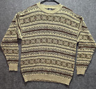 Vintage Grandpa Knit Sweater Men's Large Brown Dockers Crewneck Geometric Grunge