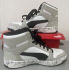 Jr/Boy's PUMA Rebound Layup Mid Marble Sneakers White & Black Size US 7C