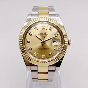 Rolex Datejust II 116333 Steel 18K Yellow Gold Diamond Dial Automatic Watch