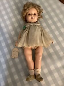 18” Antique Ideal Compo Shirley Temple Doll 1930’s All Original Dress and pin