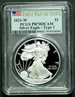 2021 W Type 1 American Silver Eagle PCGS PR70 DCAM First Day Last Heraldic Flag