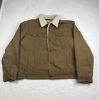 Levi's Men's Sherpa Lined Trucker Jacket XL Tan Brown Canvas Button Snap