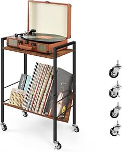 2Tier Record Player Stand Vinyl Record Holder with Storage Turntable Stand 80 LP