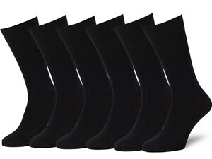 New 6 Pairs Mens Black Classic Dress Socks Calf Casual Fashion Crew Solid Sox