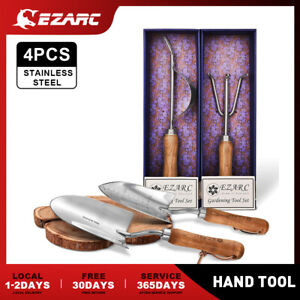 EZARC 4Pc Garden Tools Set Stainless Steel Hand Tools Kit Wood Handle Gift W/Box