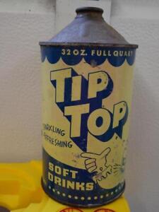 New Listing1954 TIP TOP SOFT DRINKS ONE QUART CONE-TOP CAN-7 1/2