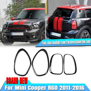 Carbon Fiber Look Headlight Taillight Frame Cover For Mini Cooper R60 2011-2016 (For: Mini)