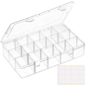 SGHUO 15 Grids Large Clear Plastic Organizer Storage Box Container Craft Stor...
