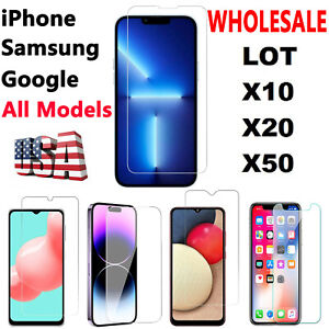 Wholesale Lot 50X Tempered GLASS Screen Protector for iPhone 15/Samsung/Google