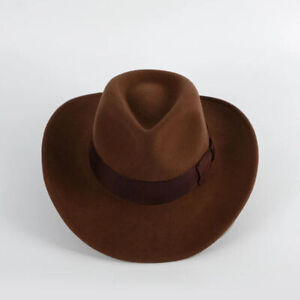 Indiana Jones Fedora Hat 100% Wool Felt Hat With Wide Band