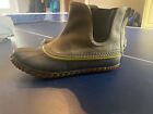 Sorel Out N About Slip-On Ankle Rain Boots Womens Size 8 Olive And Yellow
