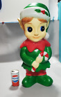 Elf Blow Mold Light Up Christmas Decoration Candy cane Holly