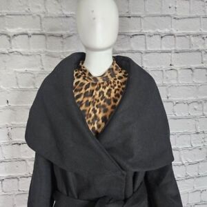Halogen Black Woolen Drape Collar Coat Women's XXL