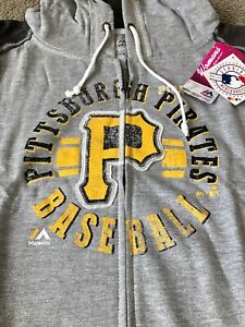 NEW! Majestic Pittsburgh Pirates Women's Zip Front Gray Hoodie Plus Size 3X