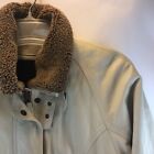 VTG Marco Pierguidi Ivory Leather Wool Lined Men’s Size 42 Bomber Jacket