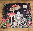 Stary Night Moon Love Skeleton Mushroom Tapestry Wall Hanging Home Decor 58x51