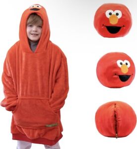 Elmo 2-in-1 Wearable Oversized Blanket Hoodie Transforming Pillow for Kids