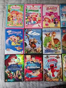 12 Pre-Owned Dvd Lot Kids And Family  Movies- Strawberry Shortcake, Elmo, Up...
