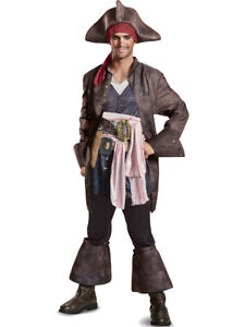 Men's Deluxe Pirates Of The Caribbean 5 Captain Jack Sparrow Costume XXL 50-52
