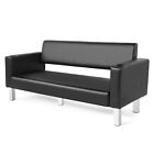 Black Waiting Room Chair Barber Shop Salon Guest Reception Bench Office Sofa