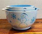 Melamine Snowman Mixing Bowl Set Of 3 Pour Spout Rim Grip Holiday
