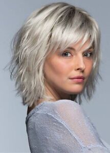 100% Human Hair New Women's Short Silver Gray Straight Full Wigs 12 Inch Perücke