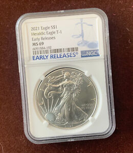 2021 American Silver Eagle (Type 1) Heraldic Eagle Early Release NGC MS-69