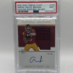 Amon-Ra St. Brown /25 Silhouette Silver Patch Auto National Treasures PSA 9 !!!!